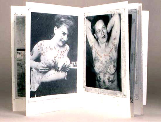 Letterpress-printed plates from photographs of tattooed women (breasts). Letterpress-printed plates from photographs of tattooed women (breasts).